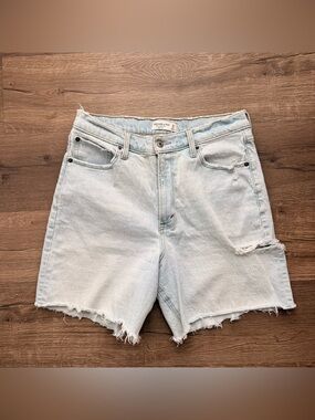 Abercrombie Dad Short High Rise Distressed Denim Shorts